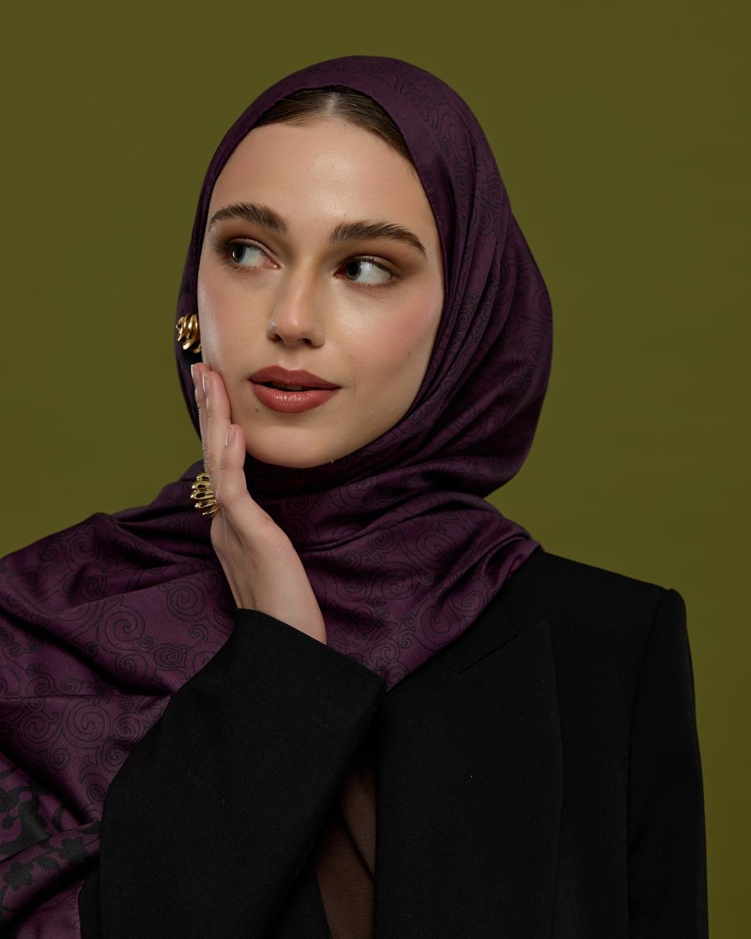 Gece & Mürdüm Saraylı Desen Şal