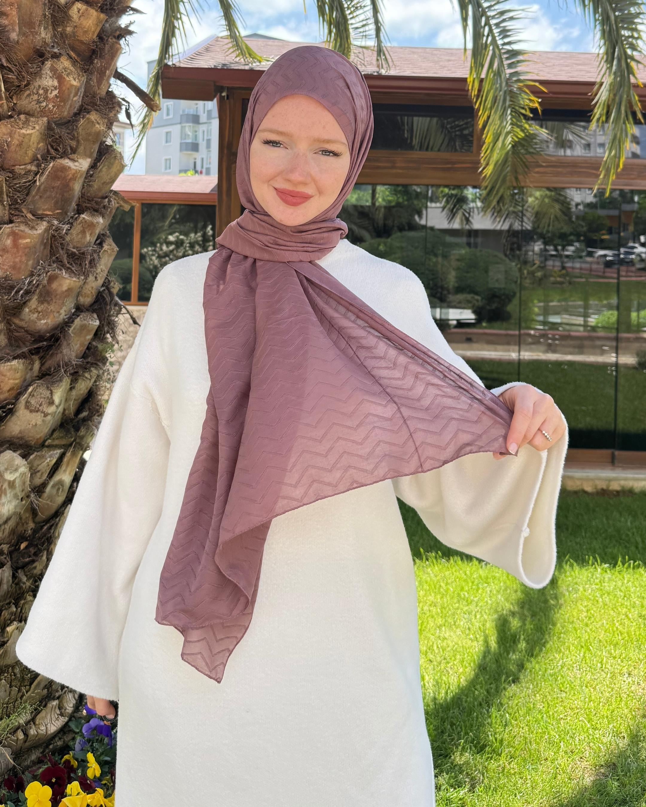 Gül Kurusu Zikzak Lyocell Bambu Jakar Şal