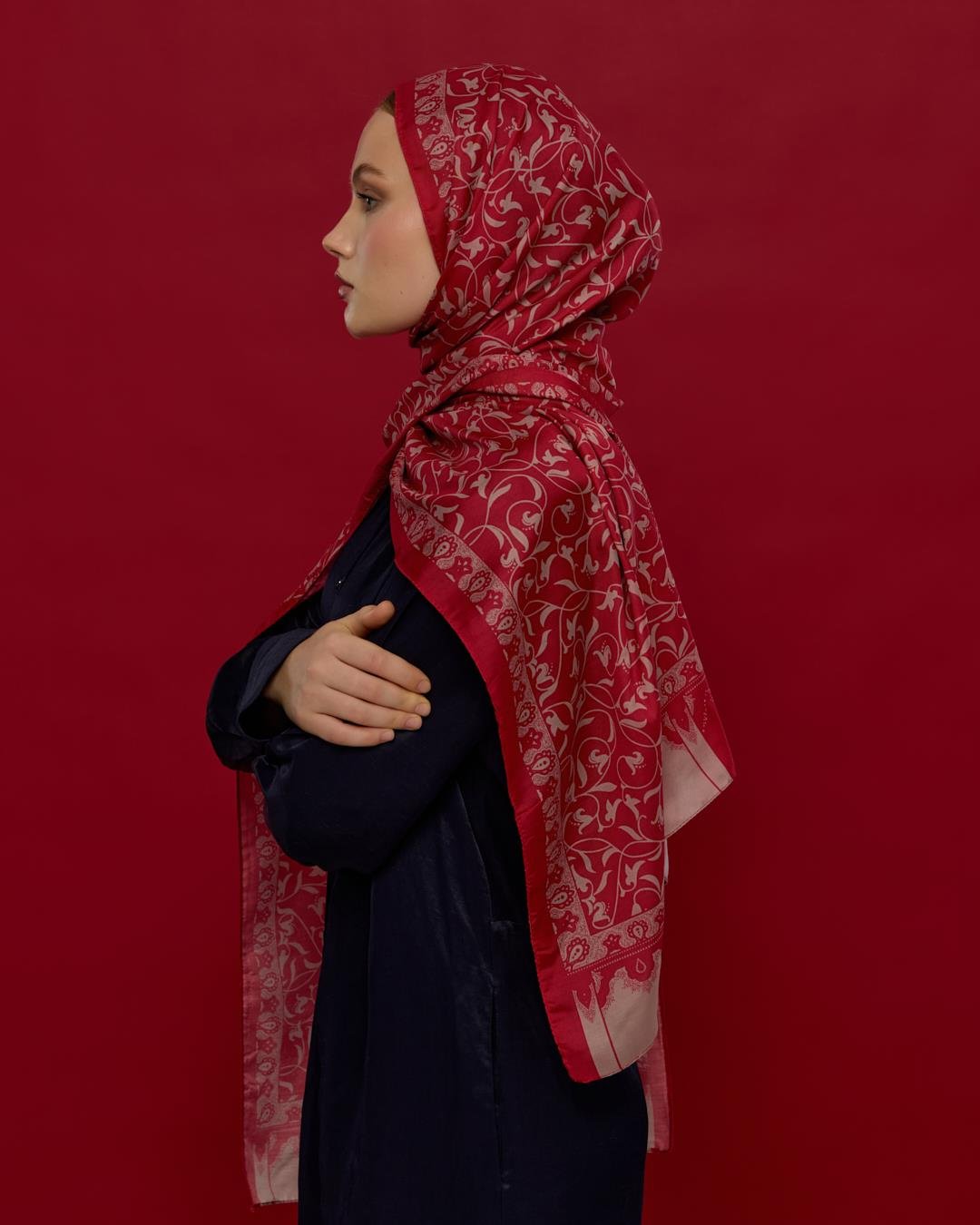 Gülkurusu & Fildişi Lale Bahçesi Desen Şal