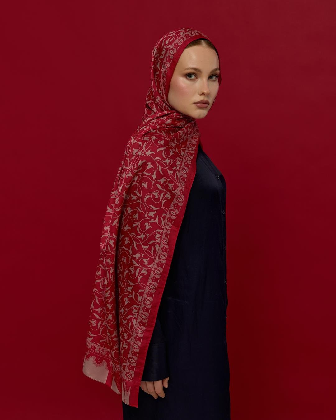 Gülkurusu & Fildişi Lale Bahçesi Desen Şal
