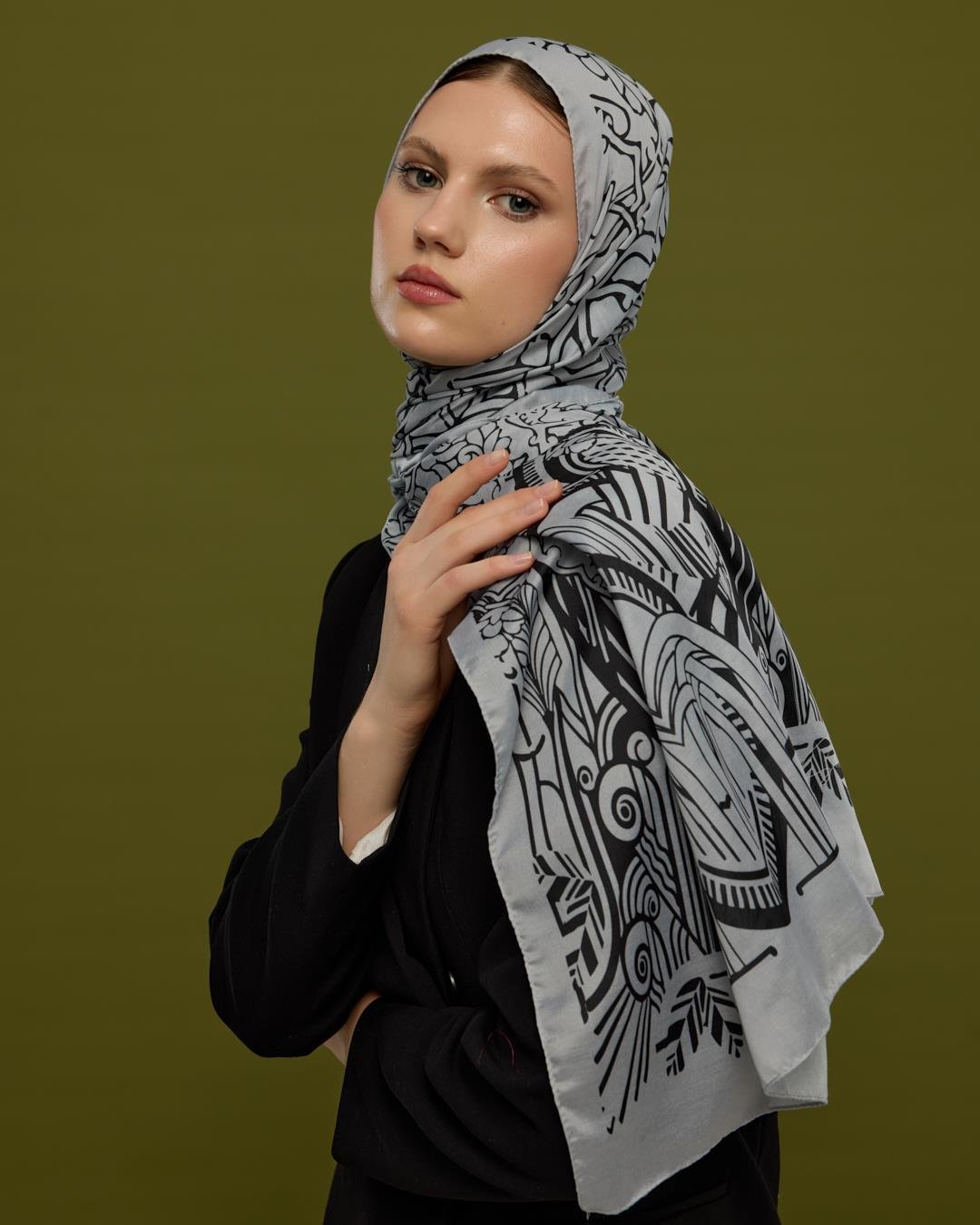 İnci & Siyah Harem Rüyası Desen Şal