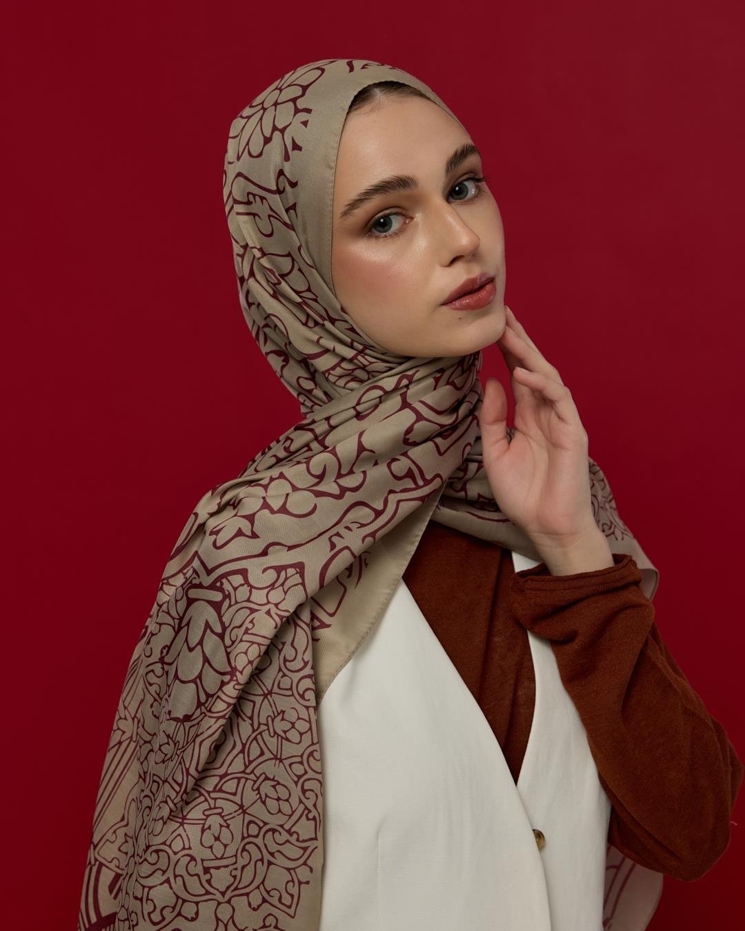 İnci Taşı & Tarçın Kabuk Harem Rüyası Desen Şal