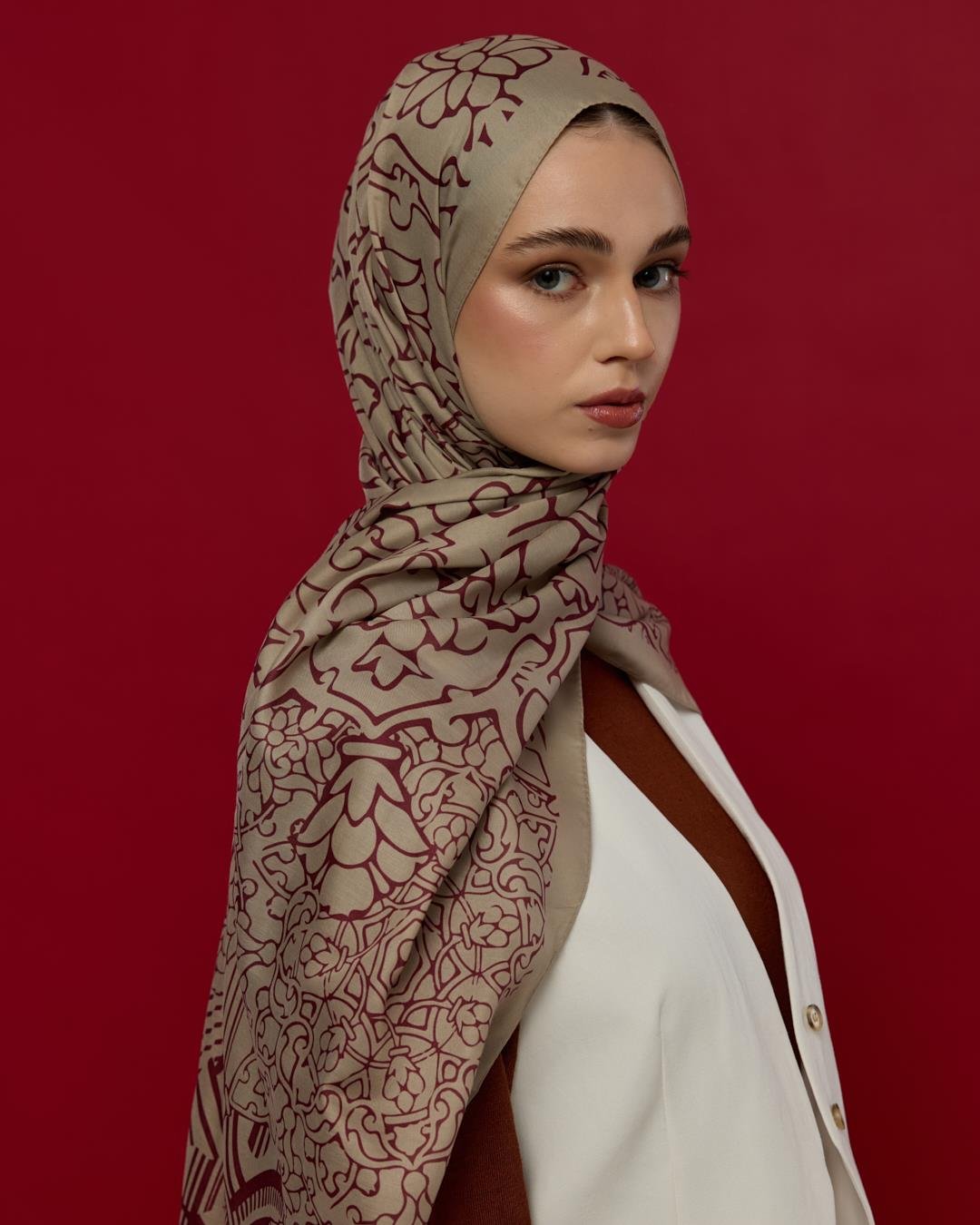 İnci Taşı & Tarçın Kabuk Harem Rüyası Desen Şal