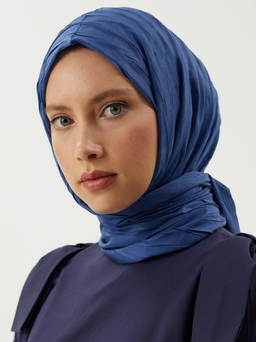 İndigo Piliseli Bambu Şal