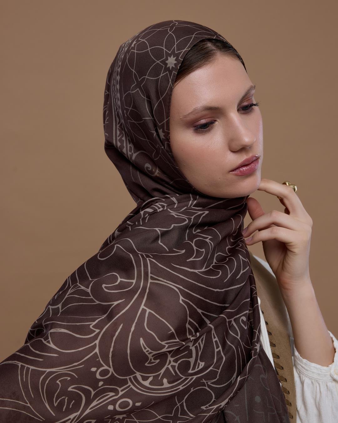 Kakao & Krem Tarçını Efsunlu Desen Şal