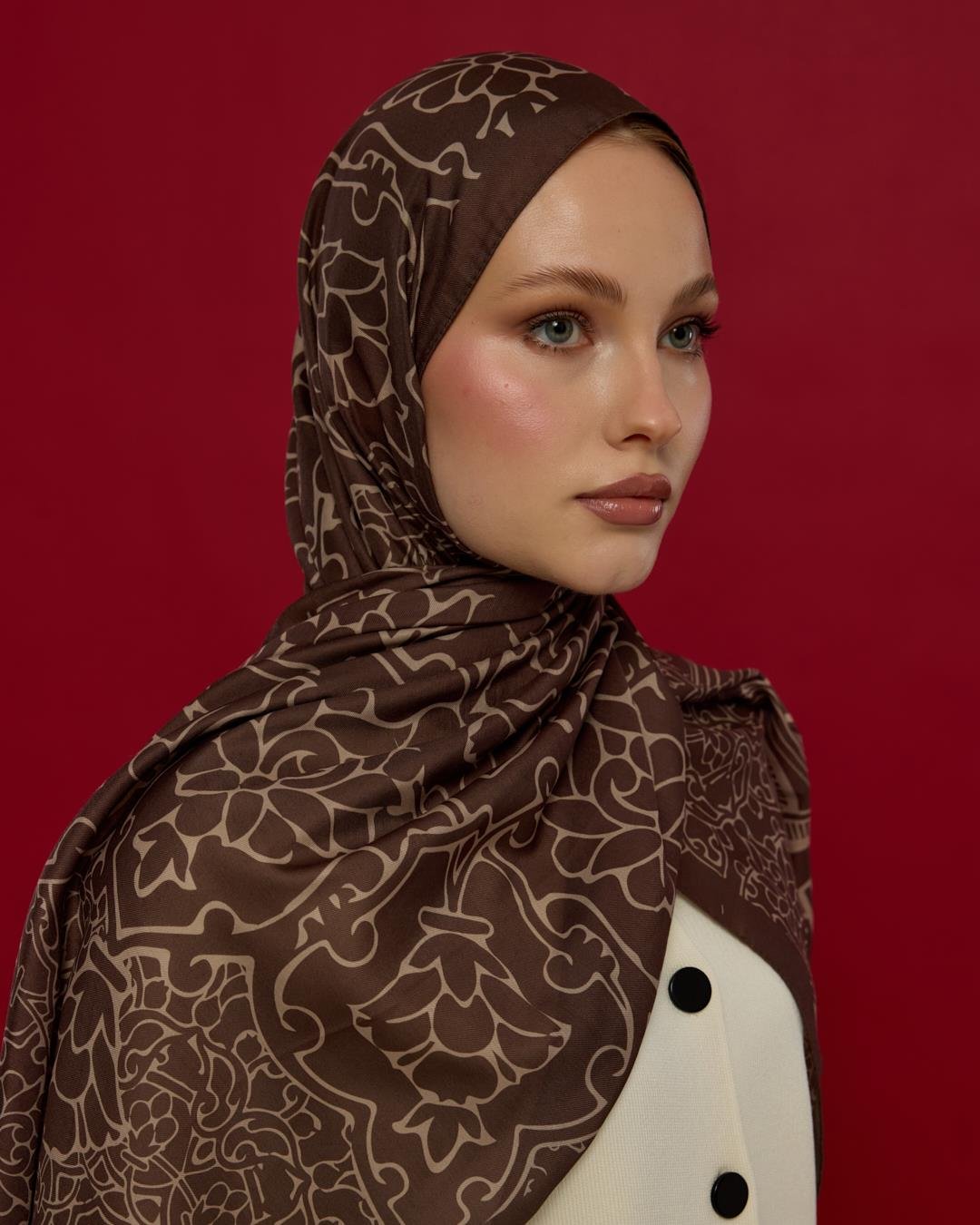 Kakao & Krem Tarçını Harem Rüyası Desen Şal