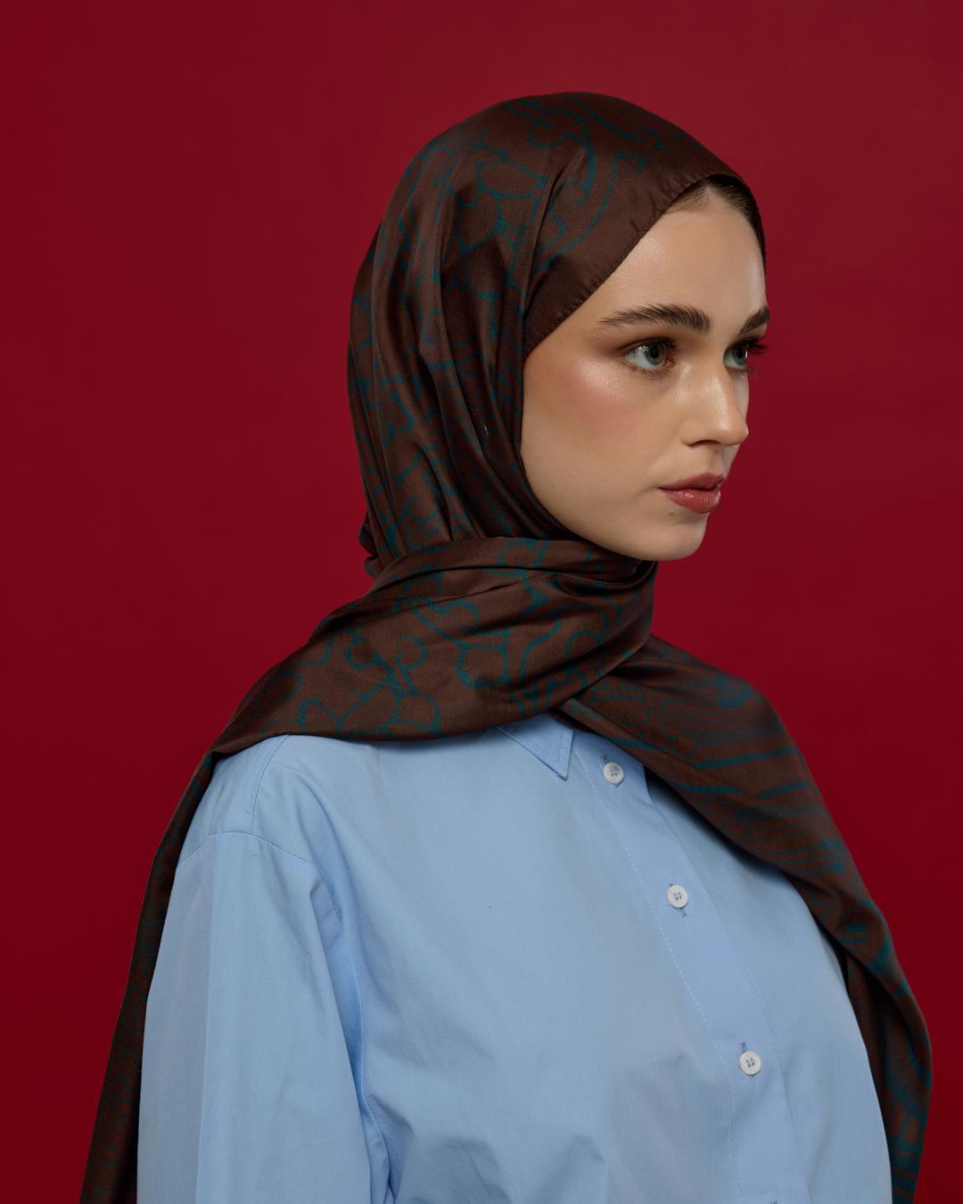 Kakao & Petrol Harem Rüyası Desen Şal