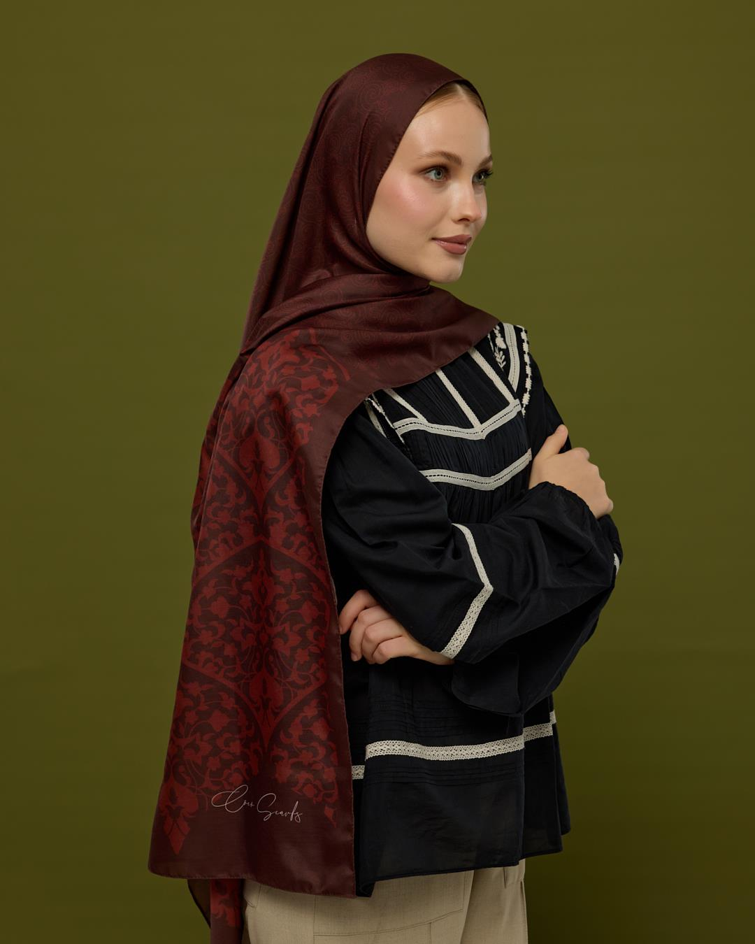 Kestane Kabuğu & Tuzlu Karamel Saraylı Desen Şal