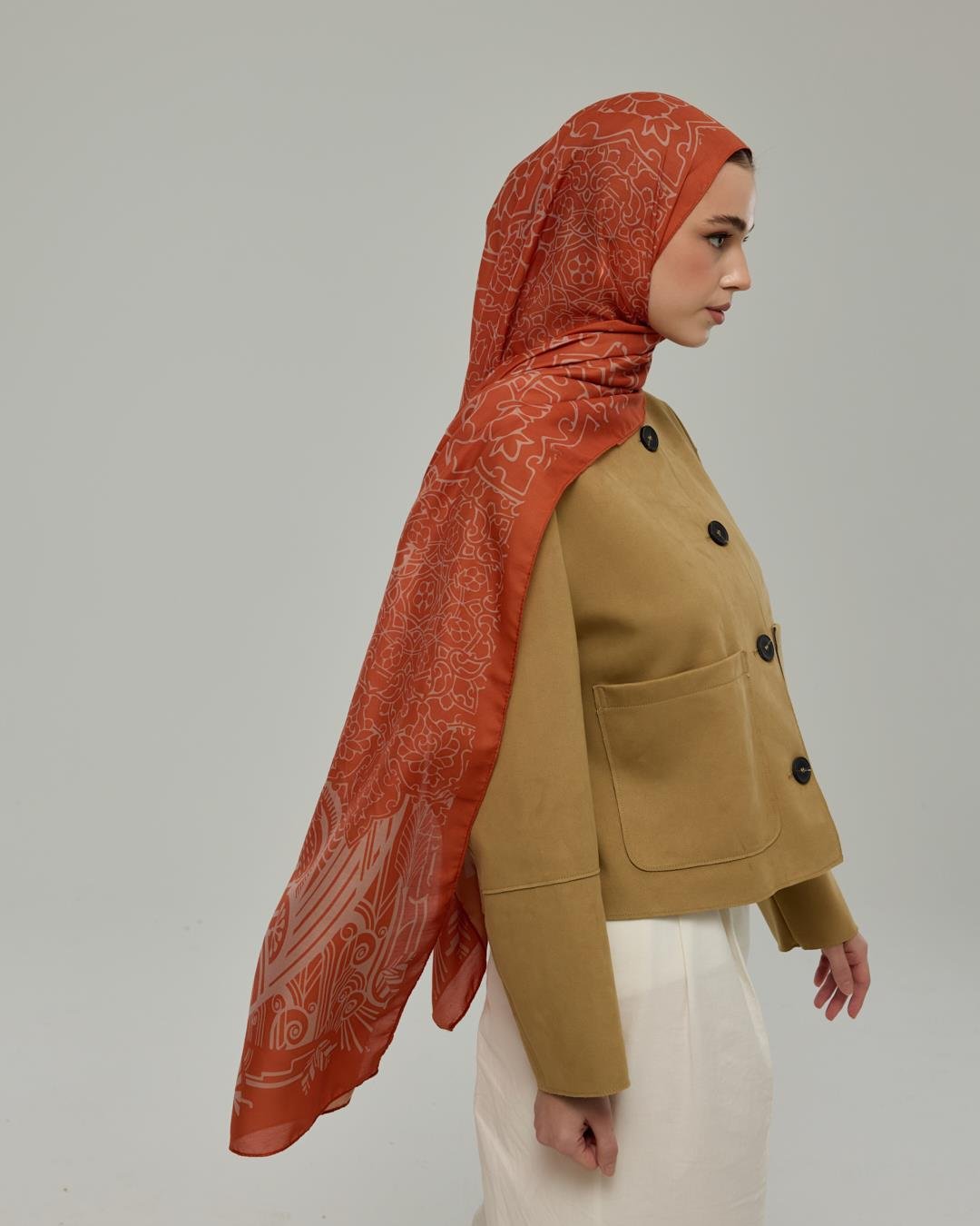 Kiremit & Krem Gölgesi Harem Rüyası Desen Şal