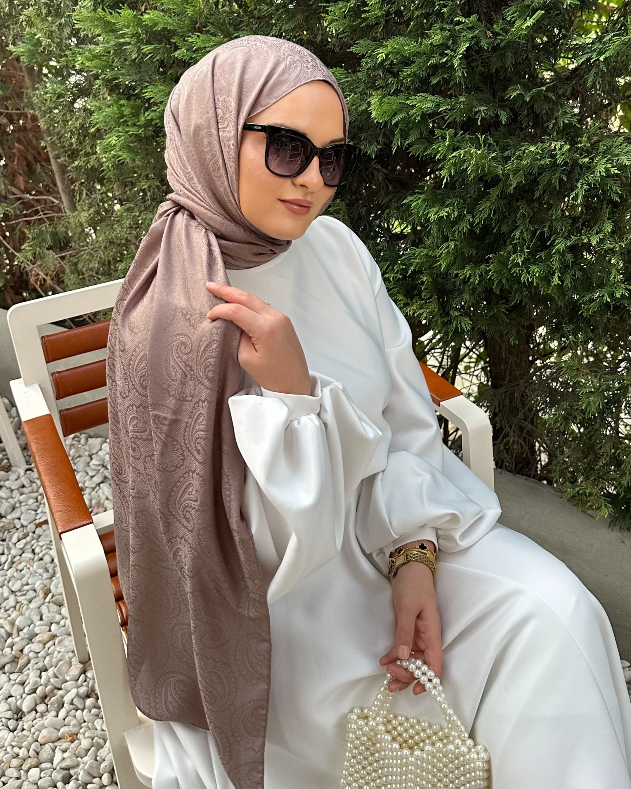 Koyu Vizon Rumi Desen Jakar Şal