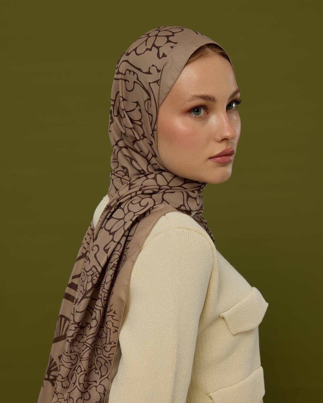Krem Tarçını & Kakao Harem Rüyası Desen Şal