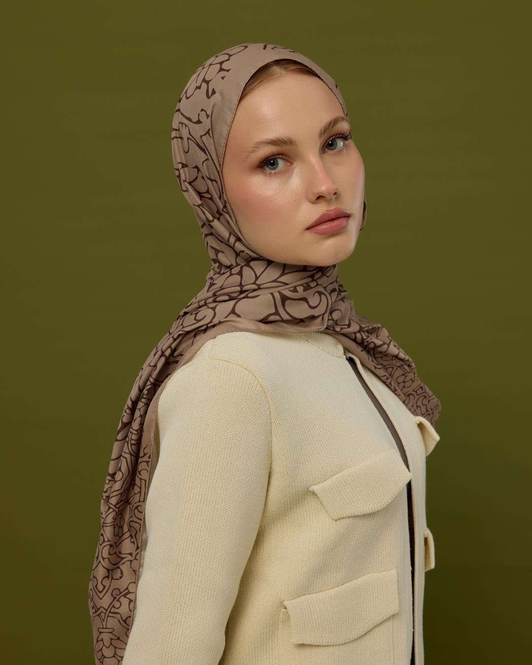 Krem Tarçını & Kakao Harem Rüyası Desen Şal