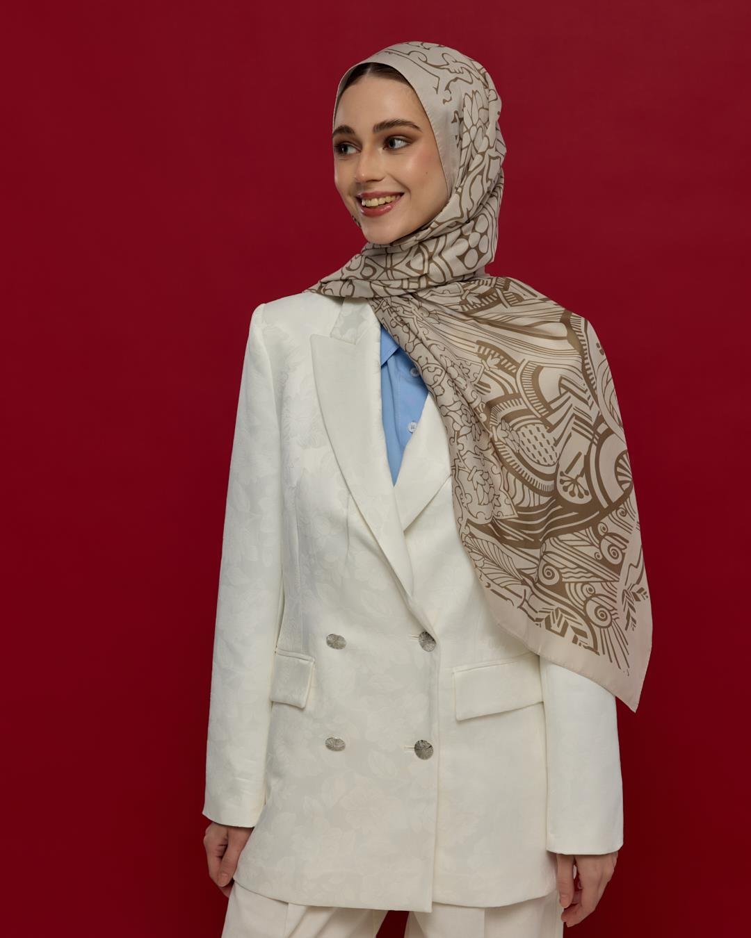 Krem & Toprak Harem Rüyası Desen Şal