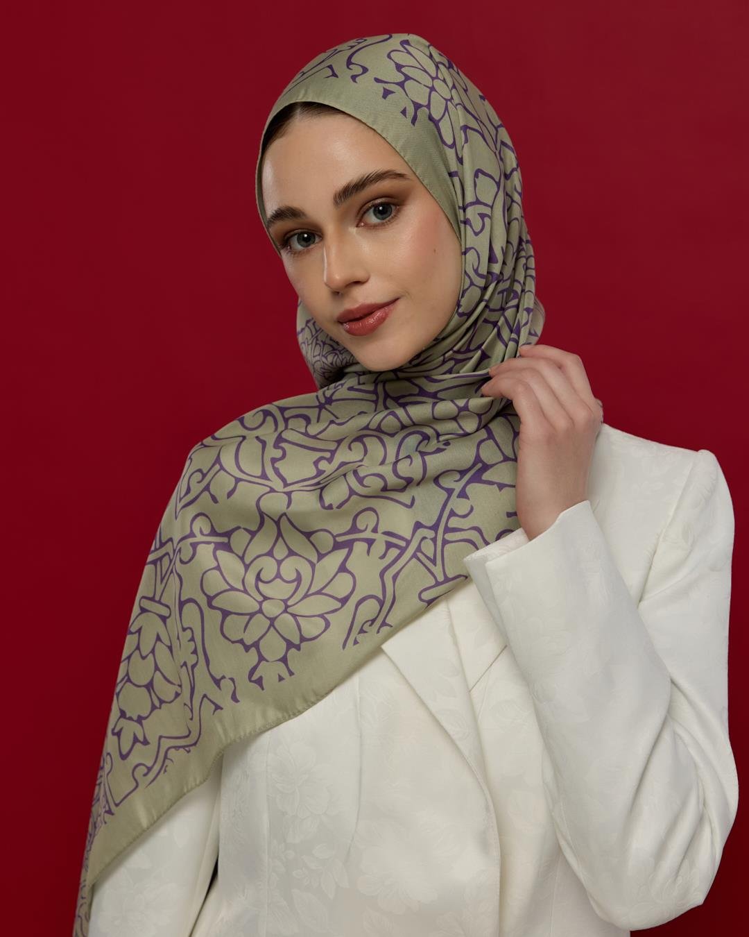 Krem Zencefil & Menekşe Harem Rüyası Desen Şal