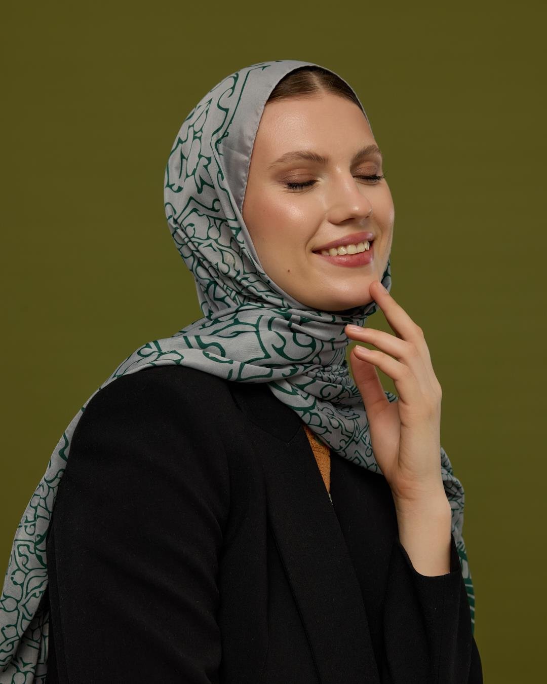 Krem & Zümrüt Harem Rüyası Desen Şal