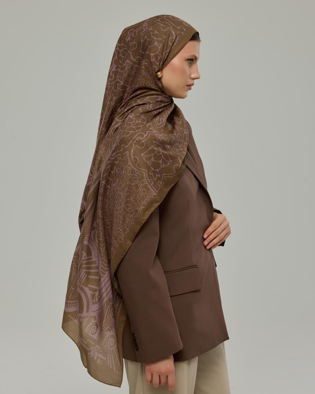 Kumral & Leylak Gölgüsü Harem Rüyası Desen Şal