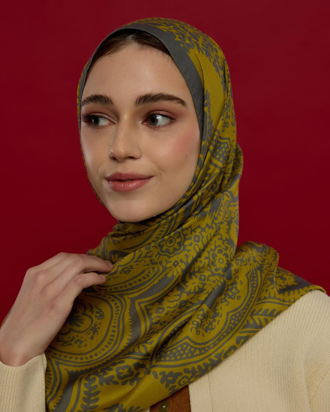 Kurşun Gri & Hasat Sarısı Sultani Desen Şal