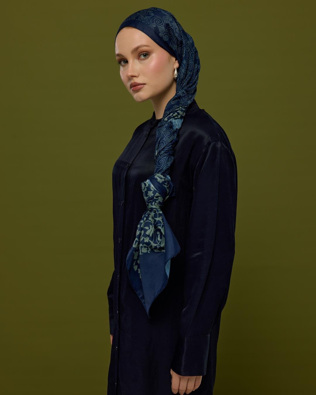 Lacivert & Duman Saraylı Desen Şal