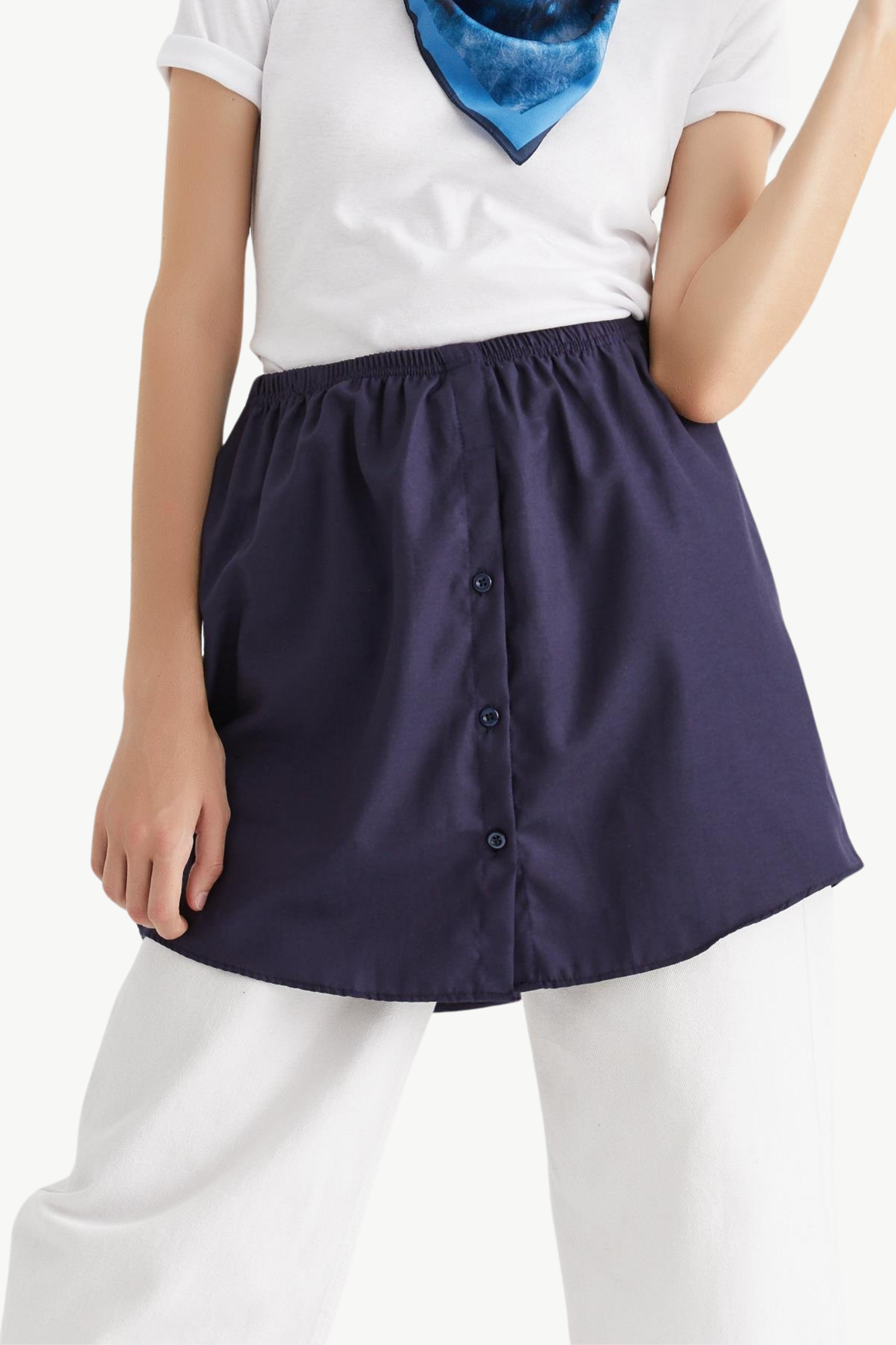 Lacivert Gömlek Tesettür Eteği