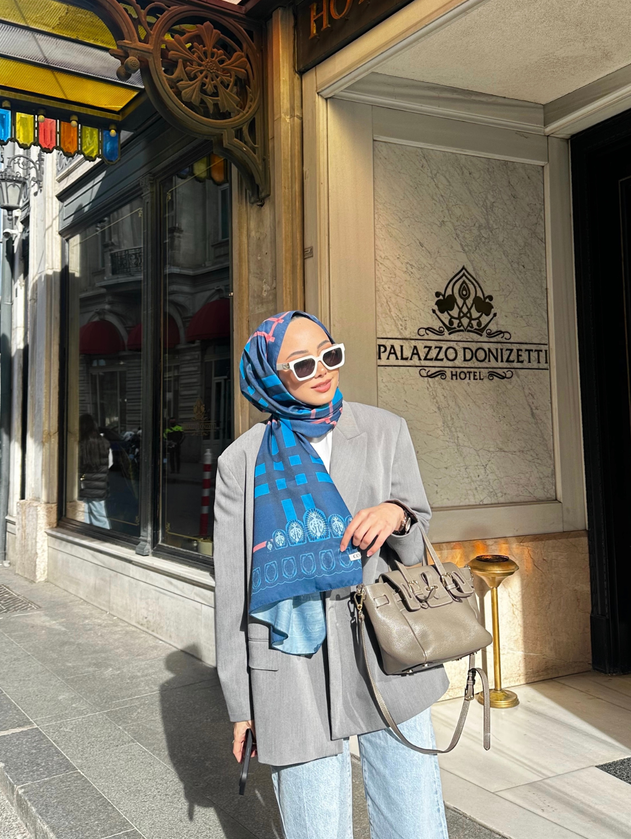 Lacivert Tartan Desen Modal Şal 