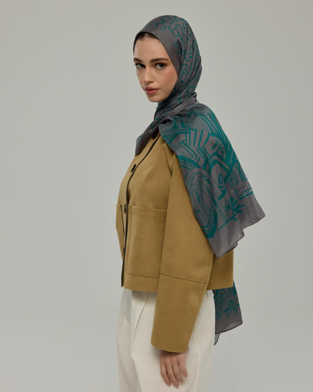 Lavanta Çizgisi & Zümrüt Harem Rüyası Desen Şal