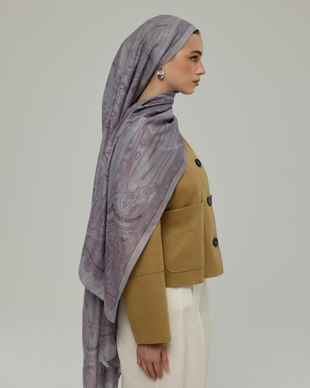 Leylak & Erguvani Hürrem Desen Işıltılı Şal