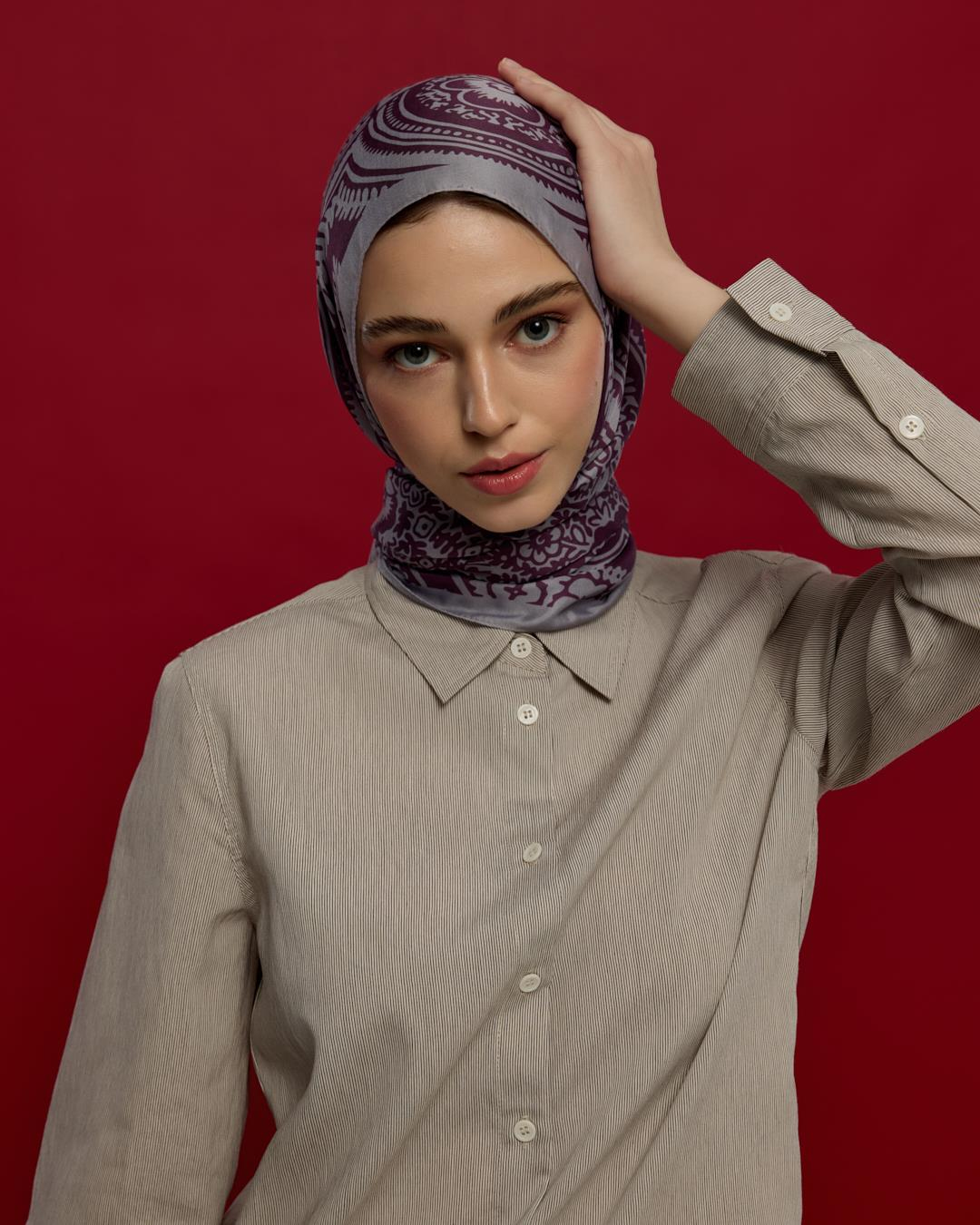 Leylak & Erguvani Sultani Desen Şal