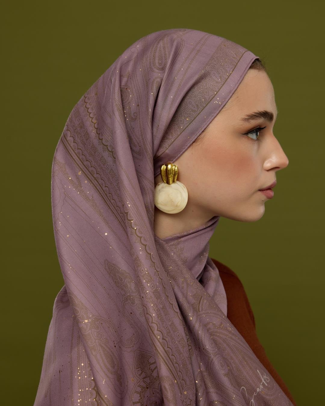 Leylak Gölgüsü & Kumral Hürrem Desen Işıltılı Şal