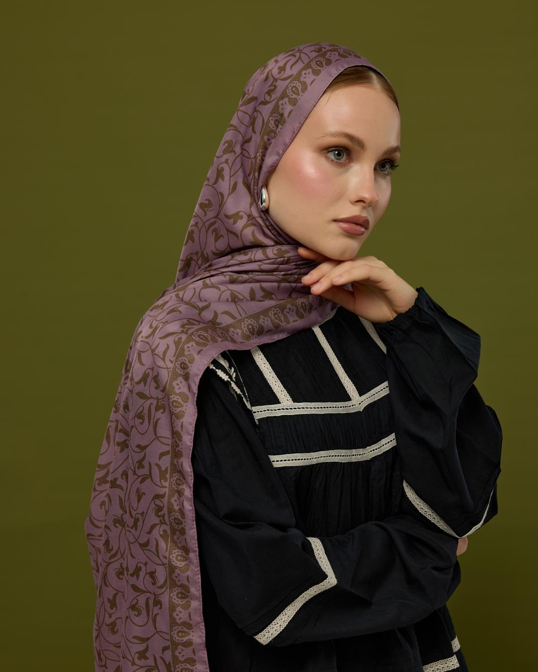 Leylak Gölgüsü & Kumral Lale Bahçesi Desen Şal