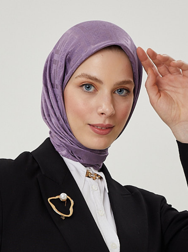 Lila F Desen Parlak Eşarp
