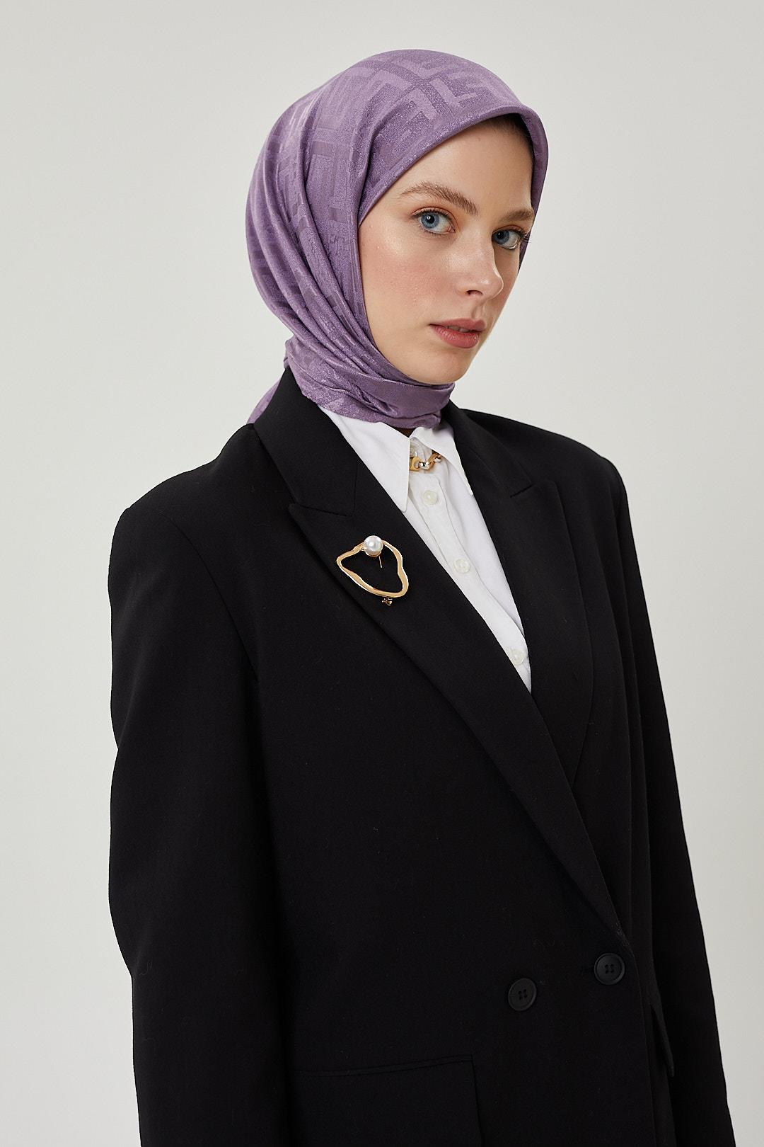 Lila F Desen Parlak Eşarp