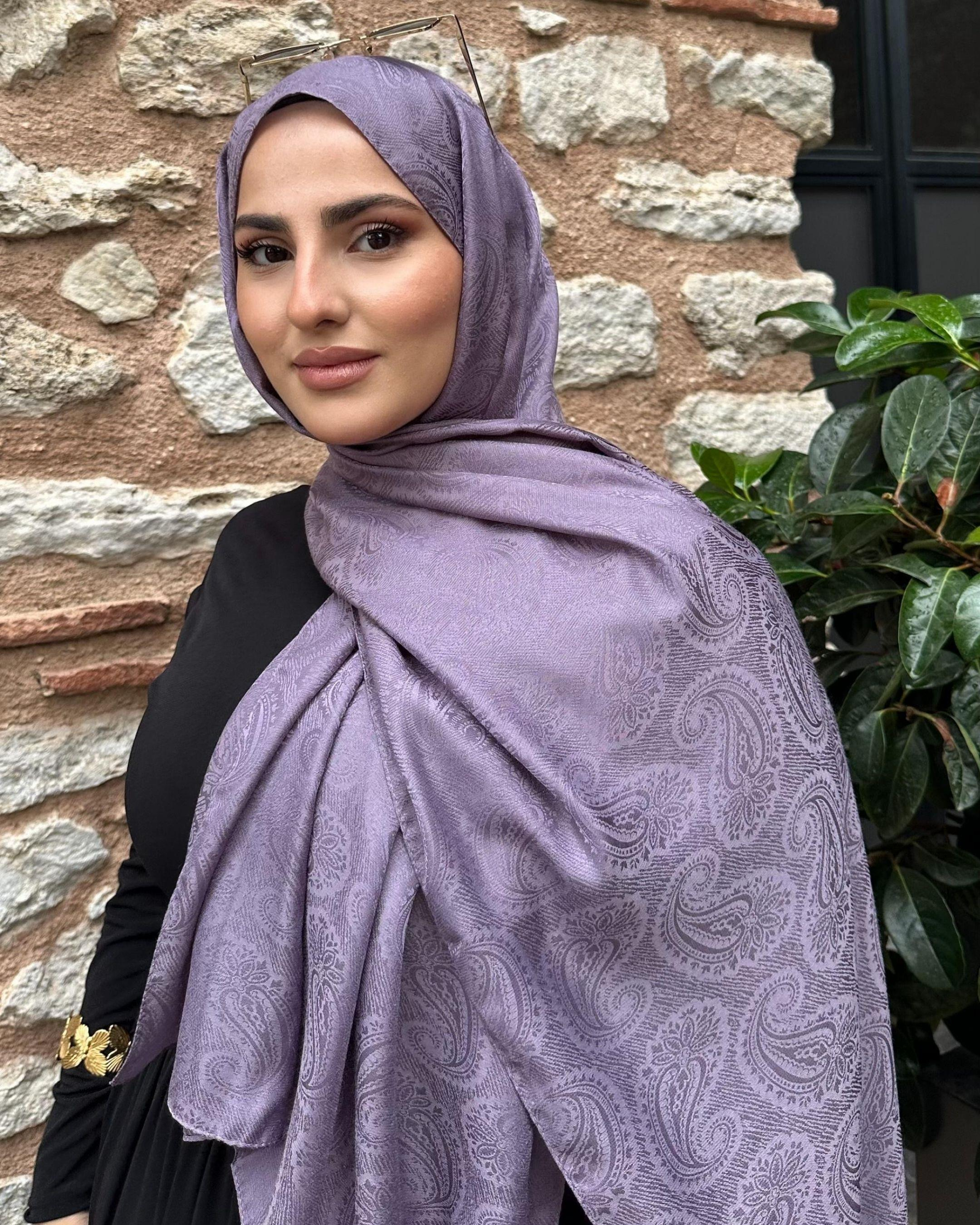 Lila Rumi Desen Jakar Şal