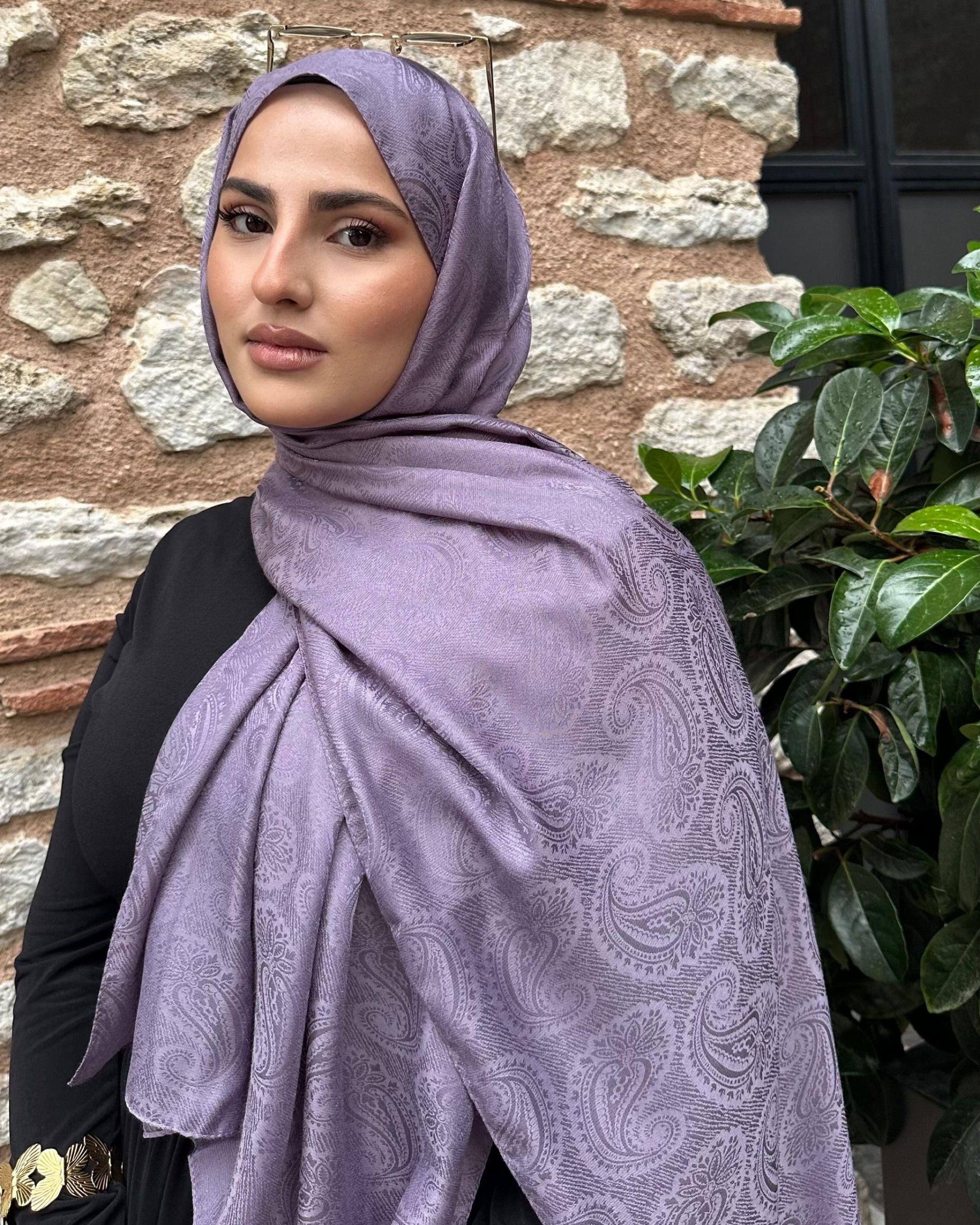 Lila Rumi Desen Jakar Şal