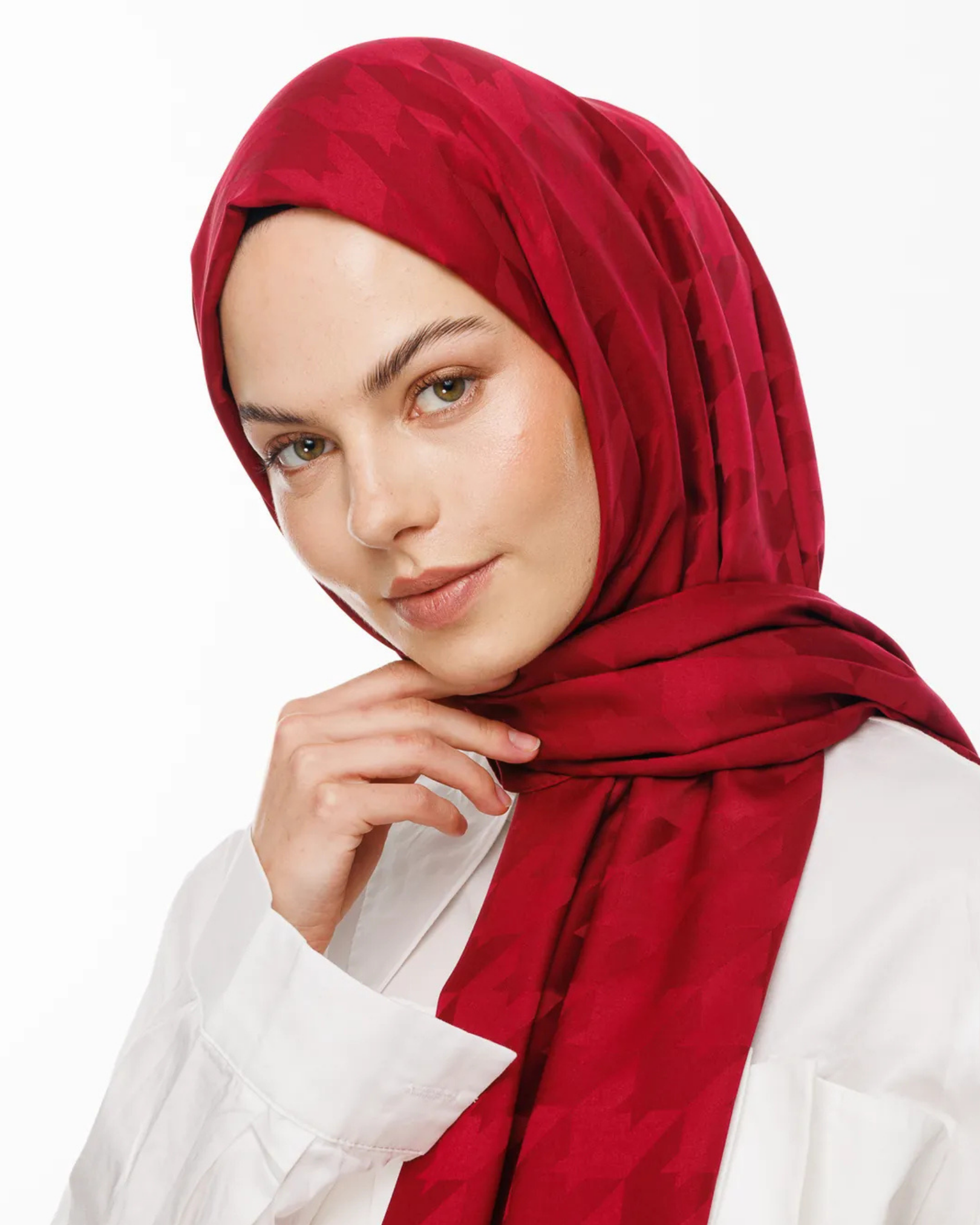 Magenta Kazayağı Desen İpeksi Jakar Şal