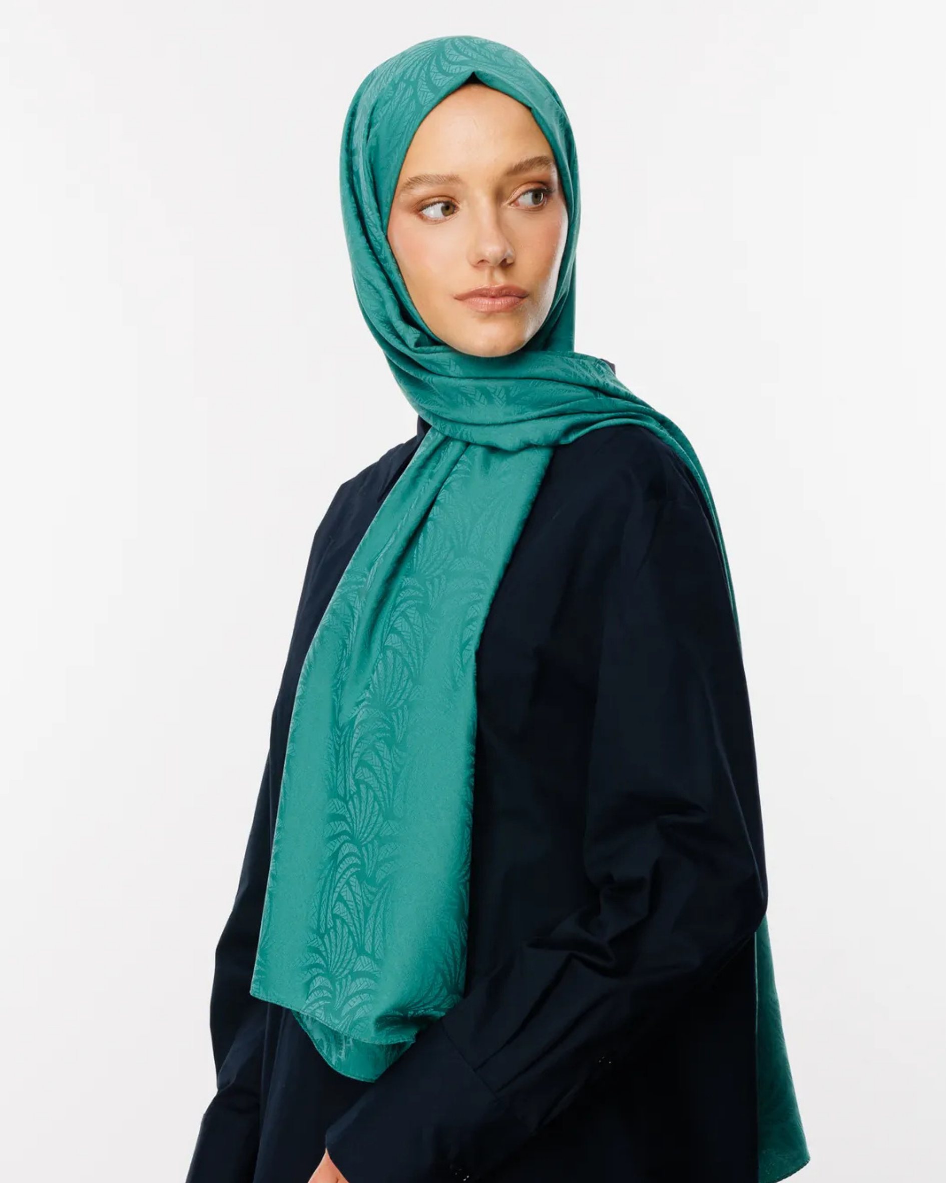 Mint Yeşili Artemis Desen İpeksi Jakar Şal