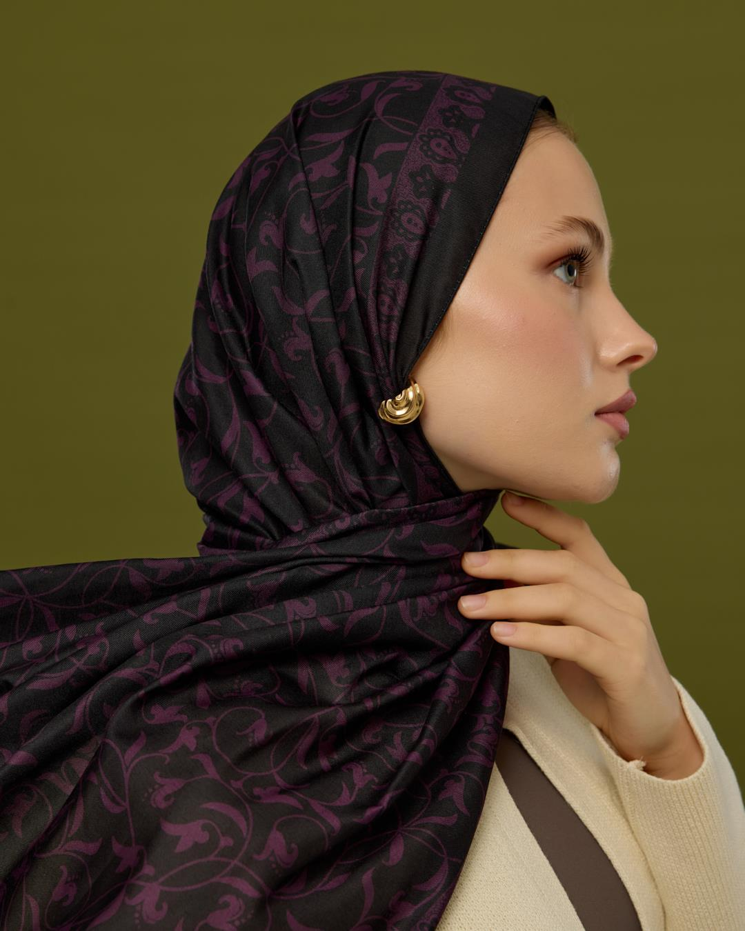 Mürdüm & Gece Lale Bahçesi Desen Şal