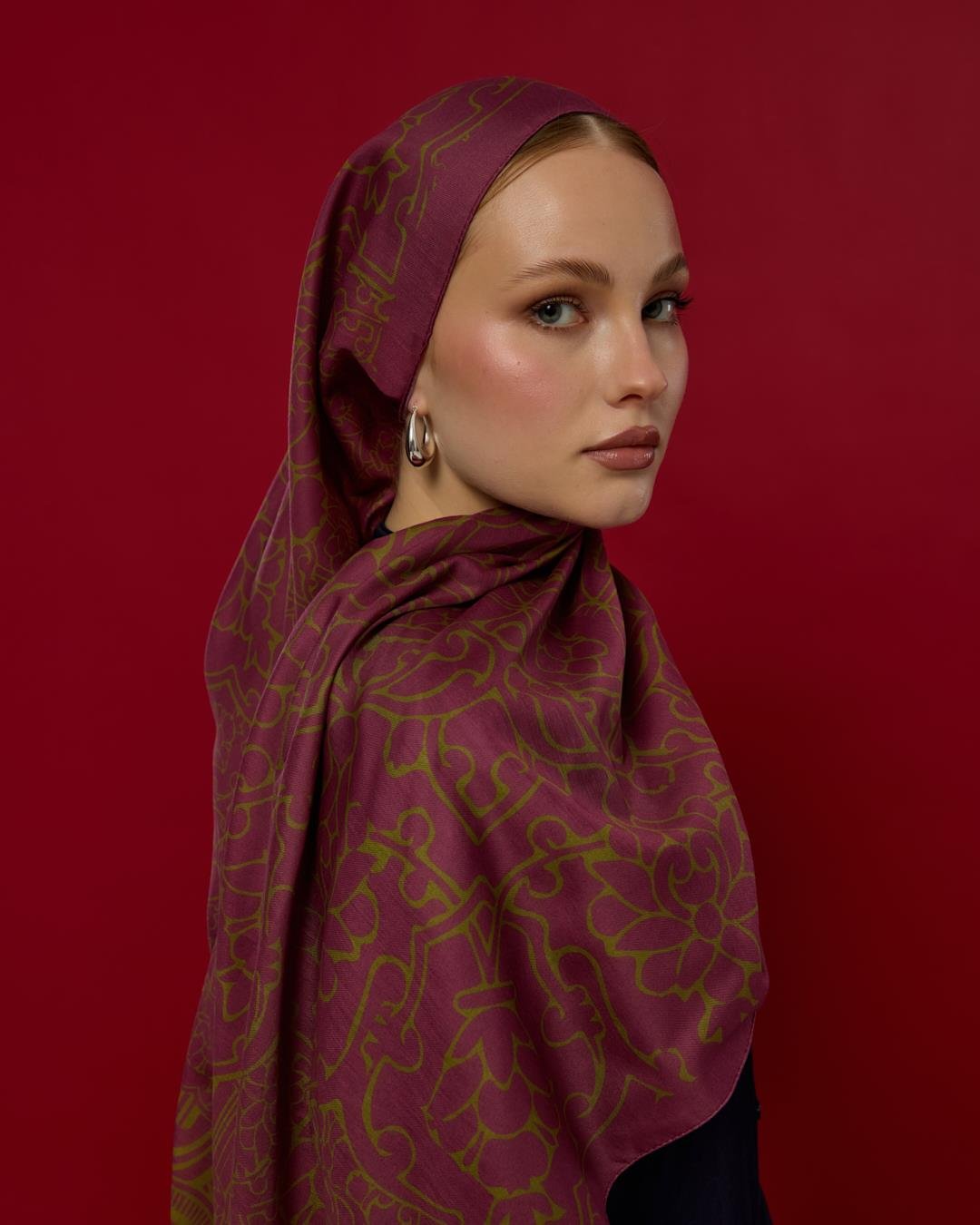 Mürdüm & Zeytin Çiçeği Harem Rüyası Desen Şal