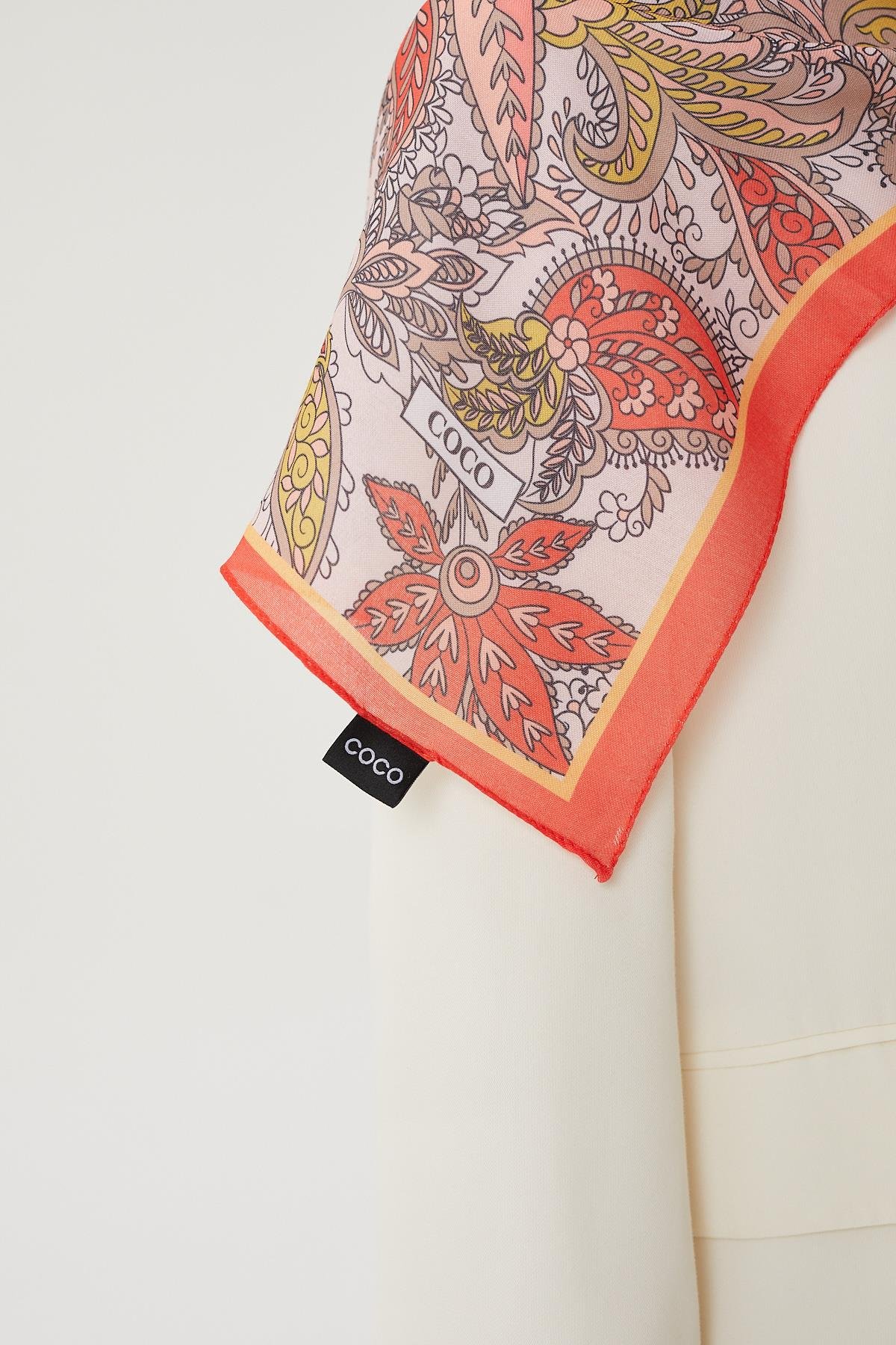 Nar Çiçeği & Nude Retro Desen Şal