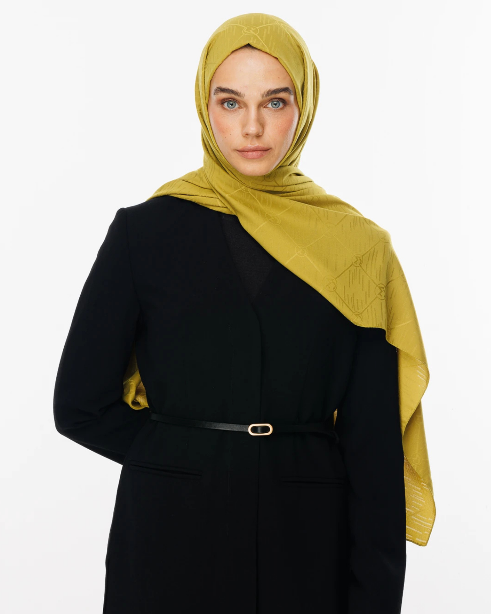 Oliv Yeşili Moon Is Desen Jakar Şal