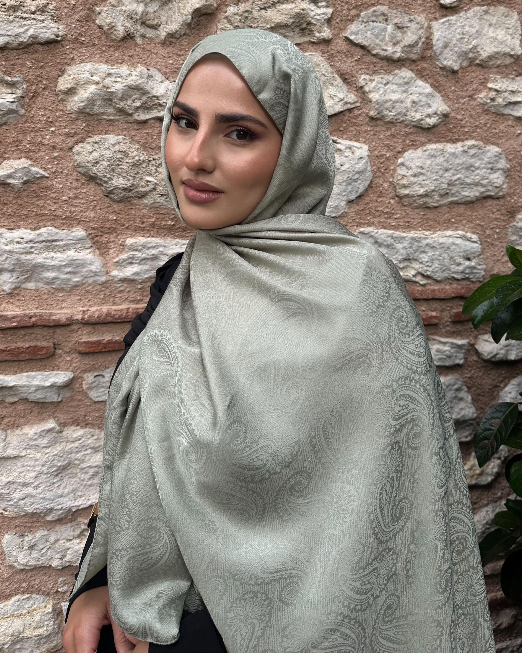 Pastel Yeşil Rumi Desen Jakar Şal