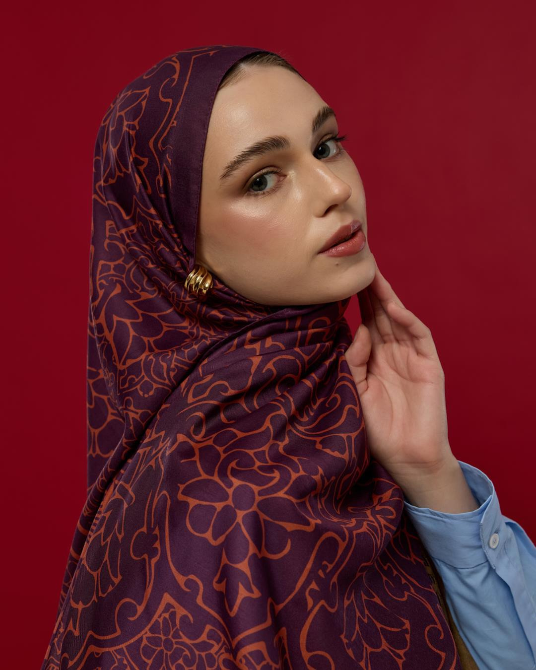 Patlıcan & Amber Tınısı Harem Rüyası Desen Şal