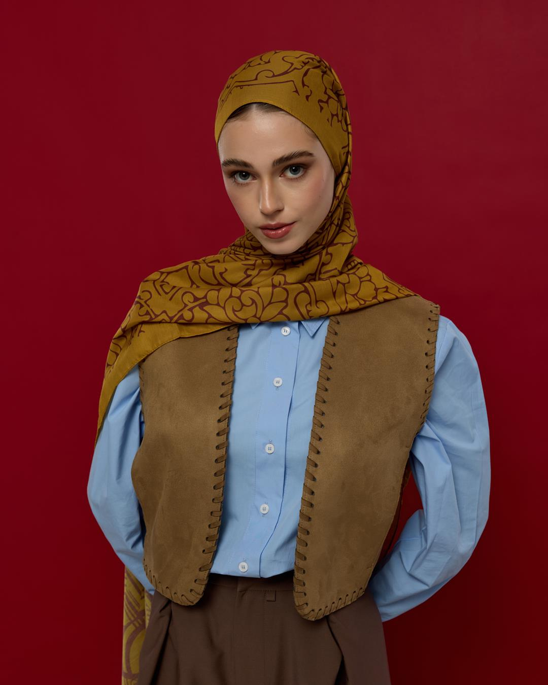 Saf Altın & Tarçın Rüzgarı Harem Rüyası Desen Şal