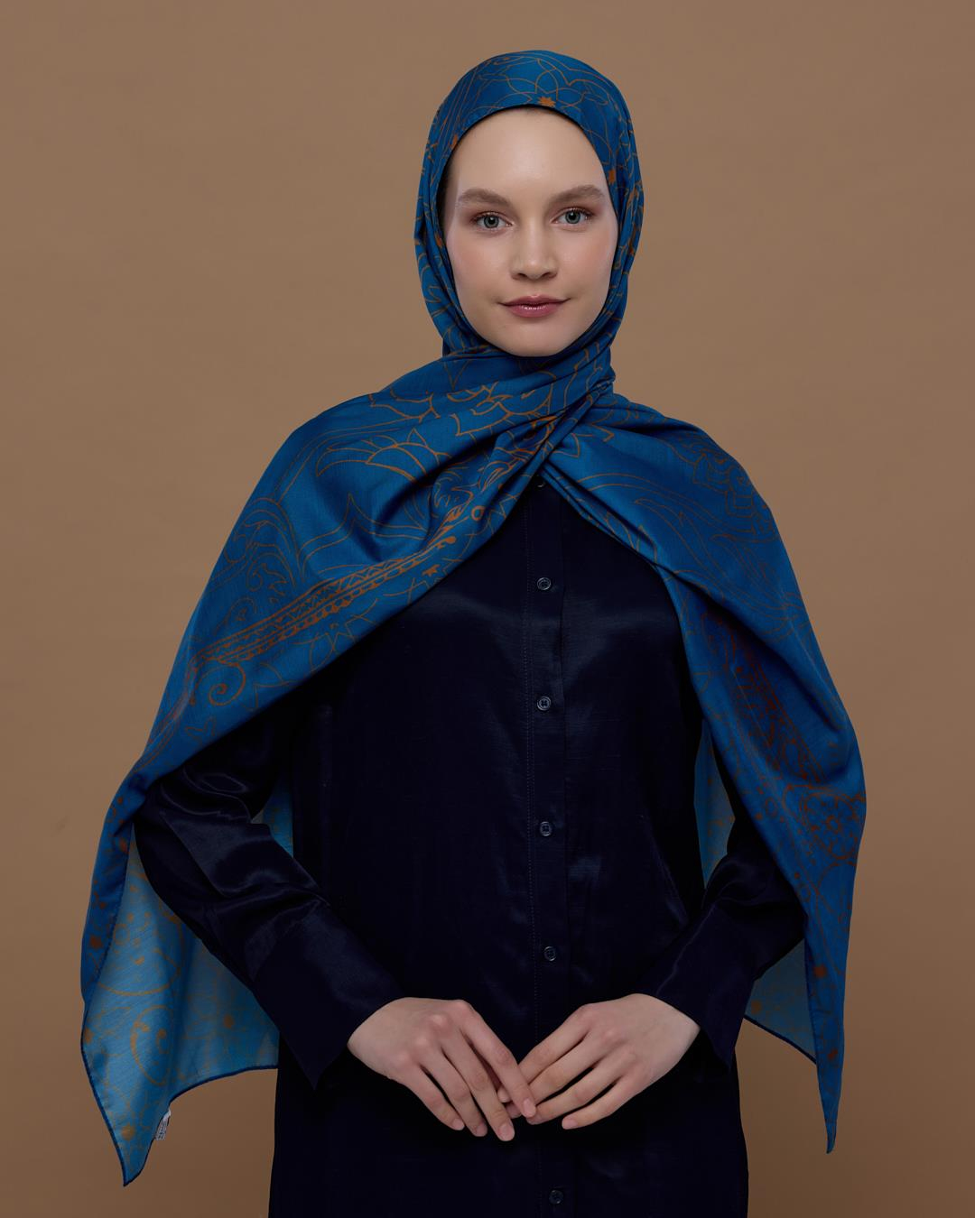 Safir & Hardal Zerafeti Efsunlu Desen Şal