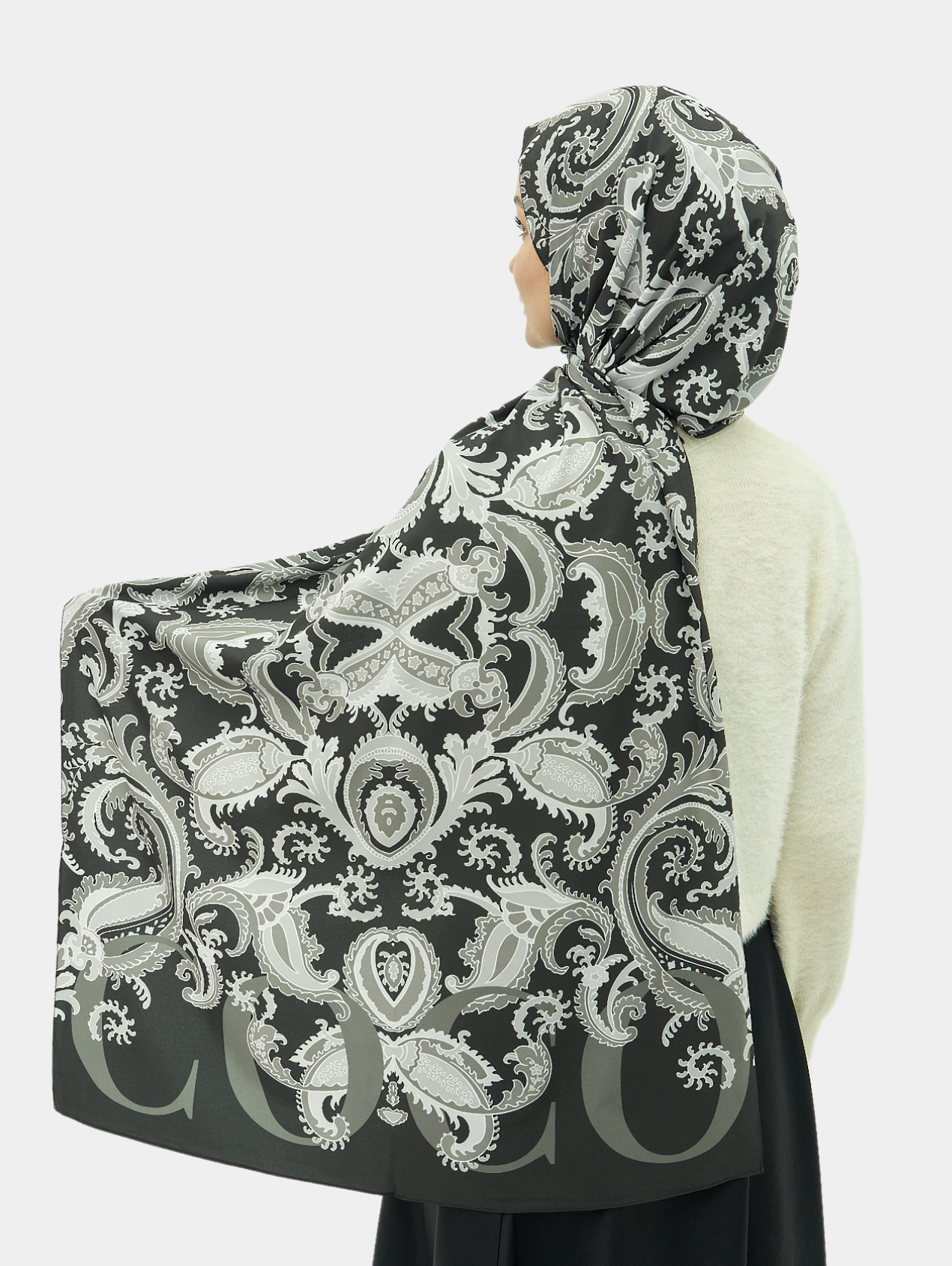 Siyah Deva Desen Pamuk Vual Şal