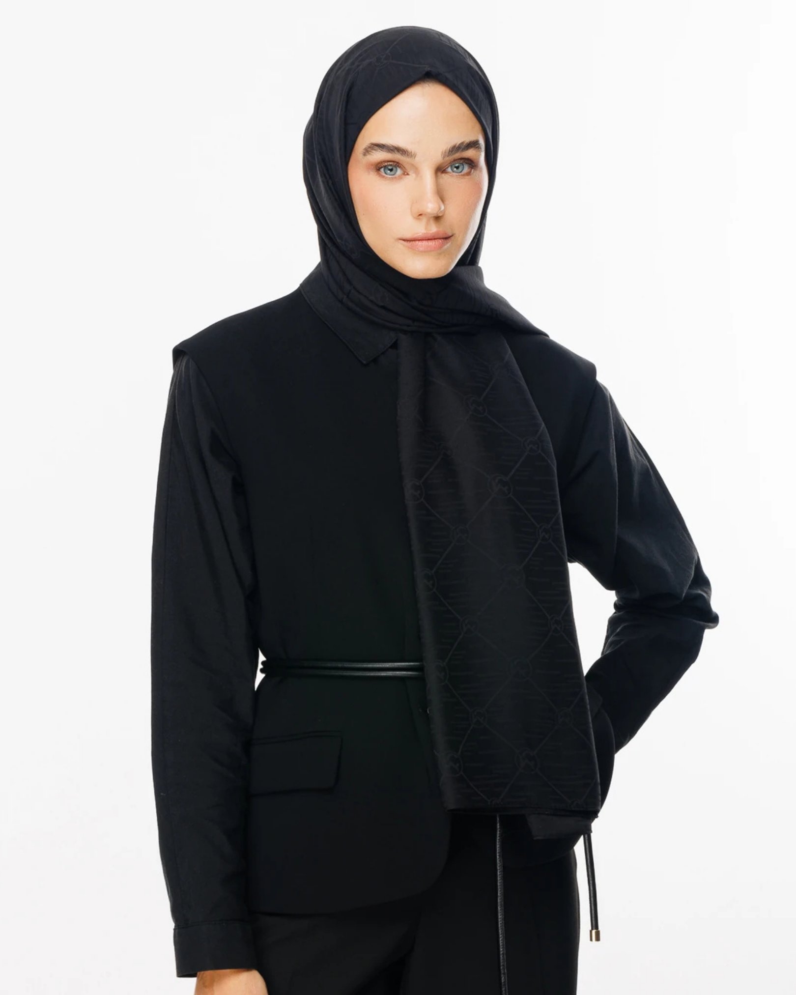 Siyah Moon Is Desen Jakar Şal