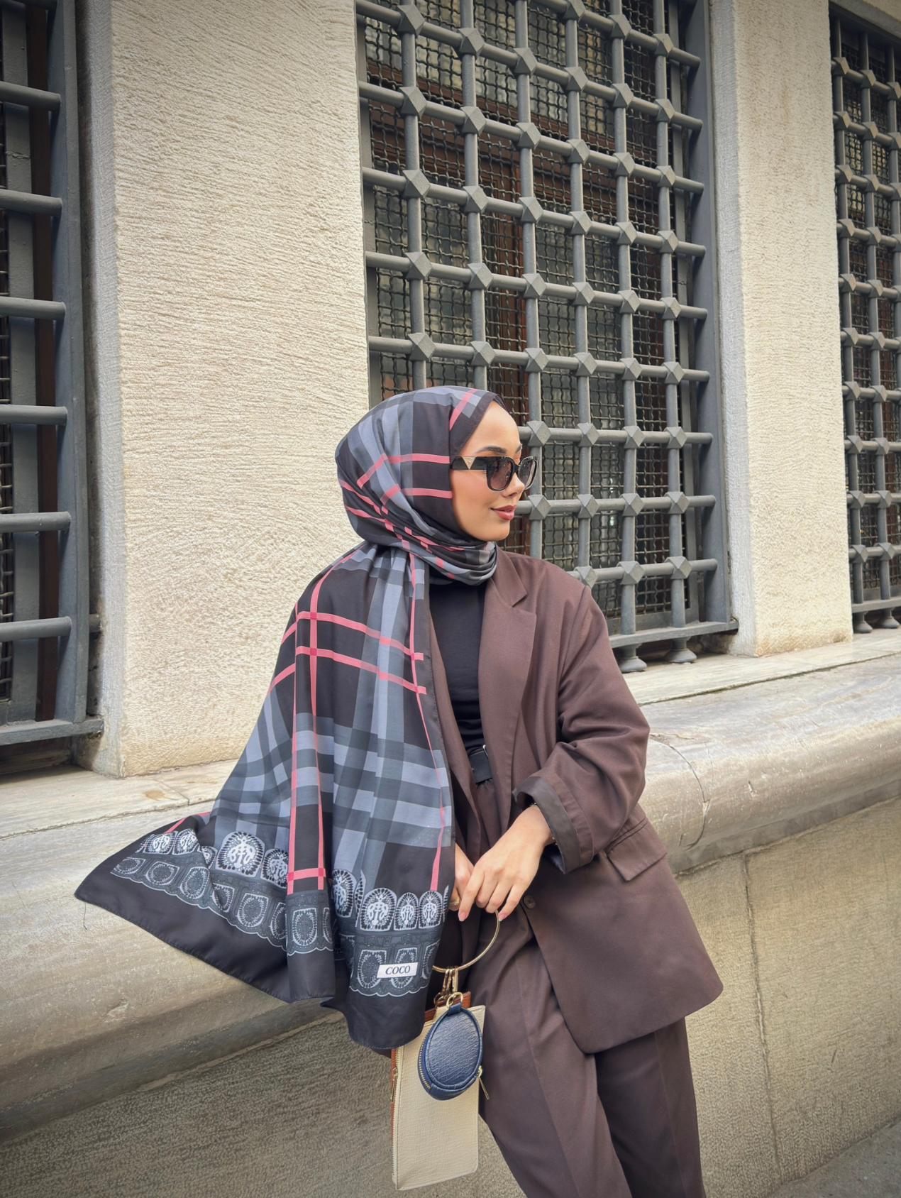 Siyah Tartan Desen Modal Şal 