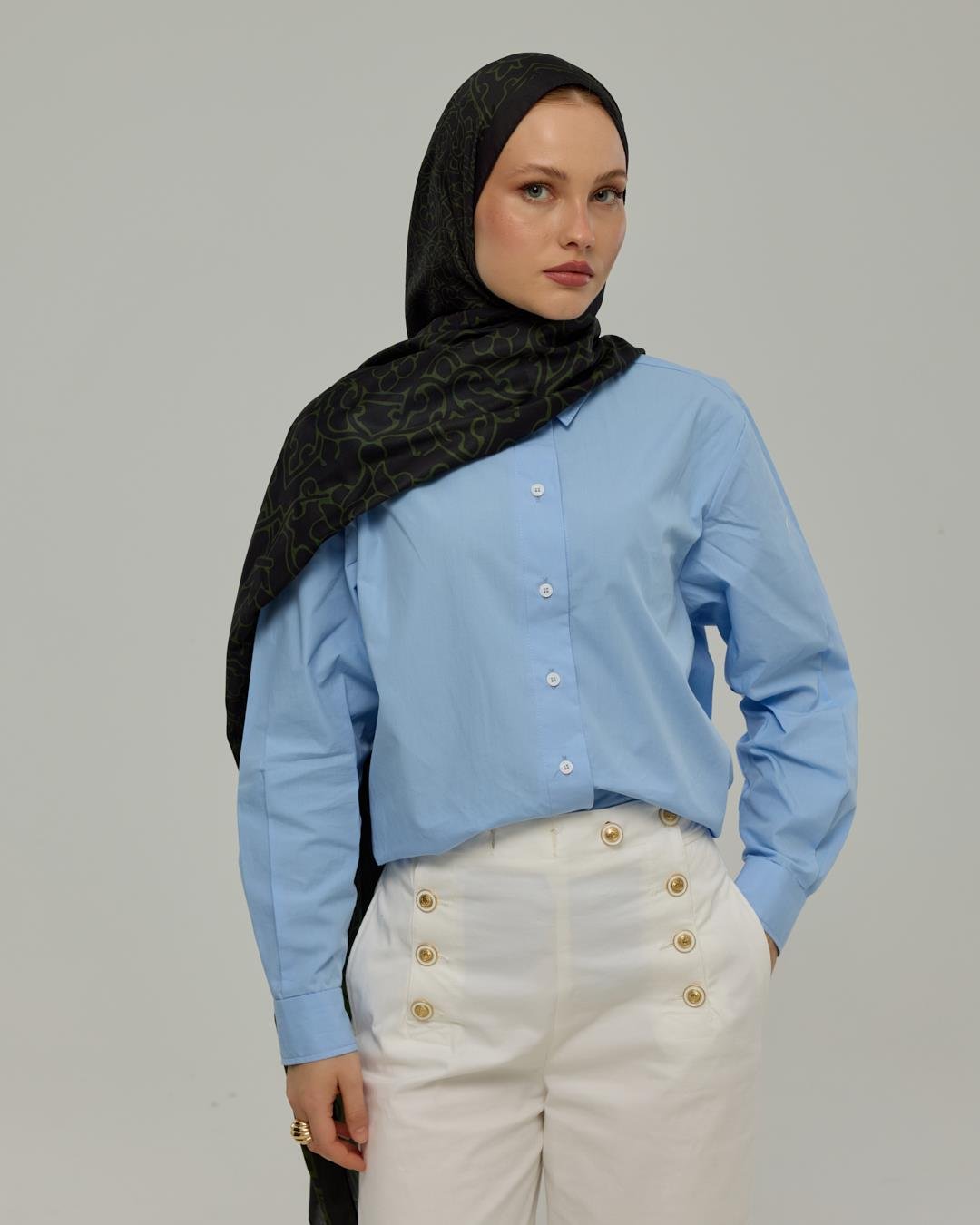 Siyah & Zeytin Harem Rüyası Desen Şal