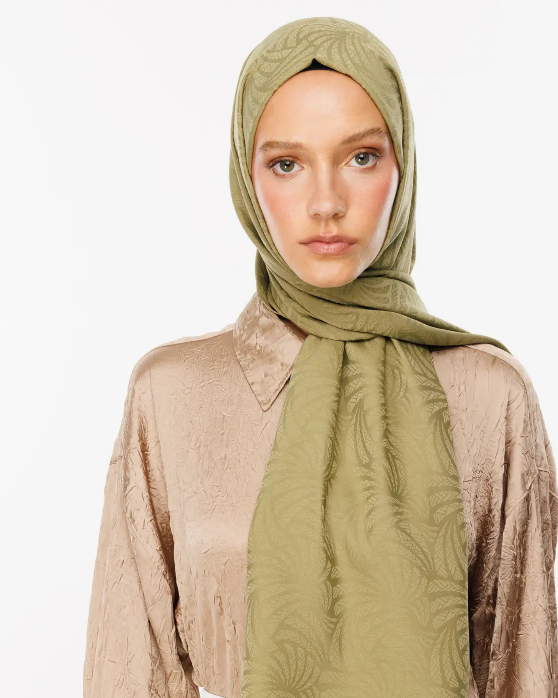Soft Yeşil Artemis Desen İpeksi Jakar Şal