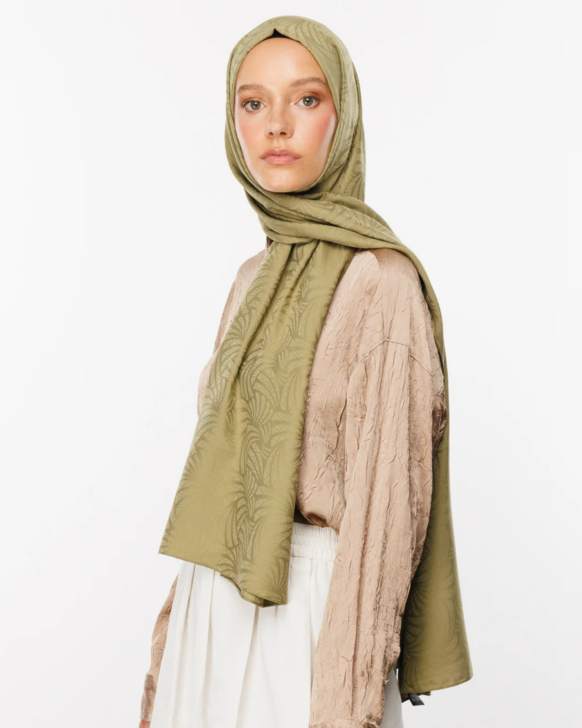 Soft Yeşil Artemis Desen İpeksi Jakar Şal
