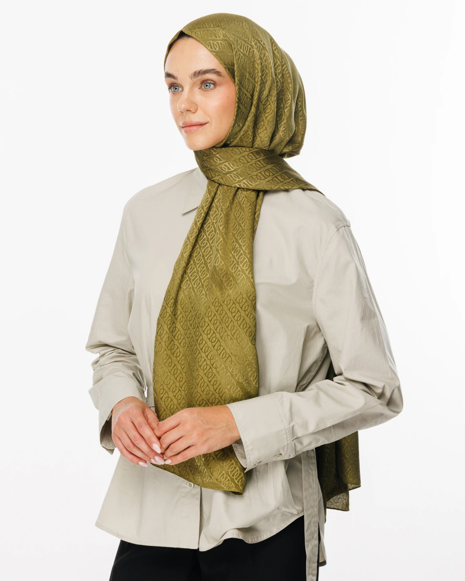 Soft Yeşil Forever Desen Parlak Jakar Şal